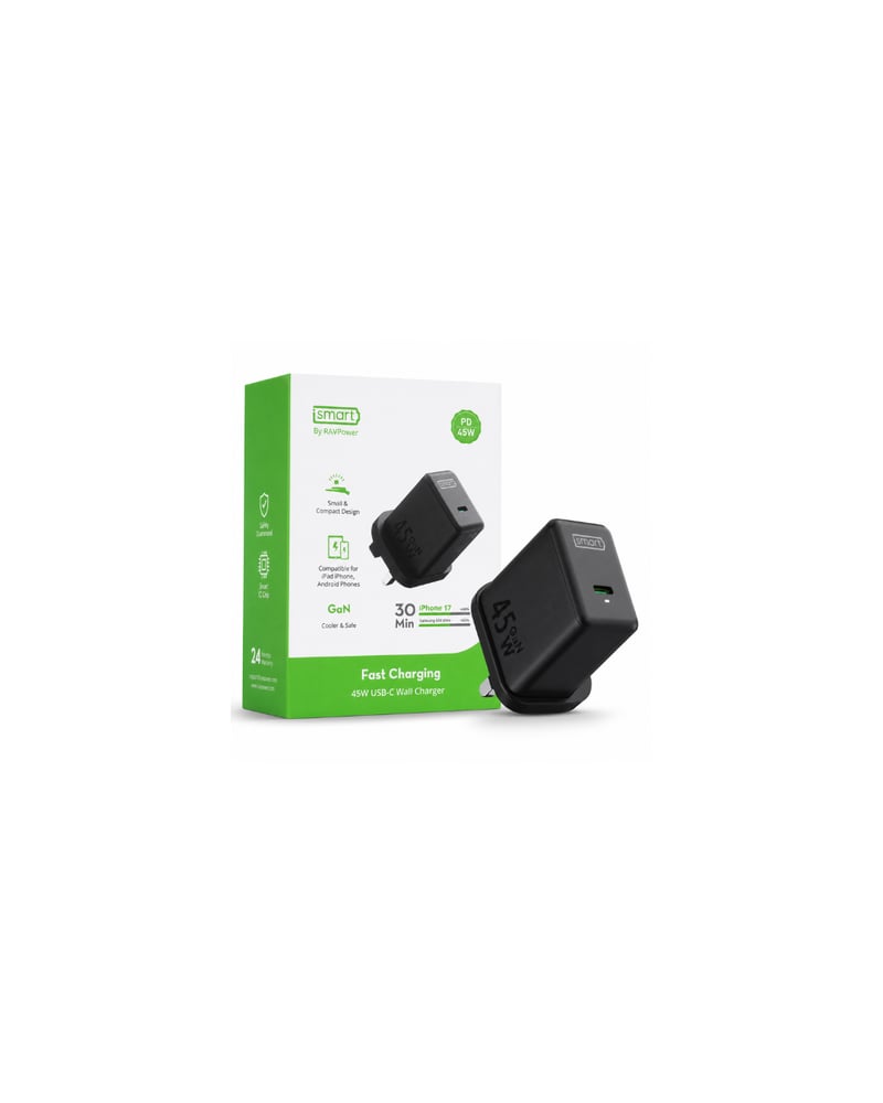 شاحن جداري iSmart by RAVPower USB-C بقوة 45W بتقنية GaN.