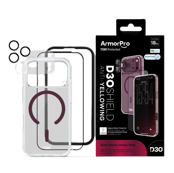 بكج ArmorPro D3O 4-in-1 HDclear Cherry MagSafe