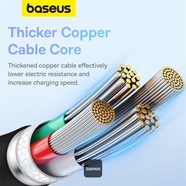 كابل شحن سريع من سلسلة Baseus Pudding مع نقل بيانات عالي السرعة USB-A إلى Type-C 100W 6A 1.2M - أسود