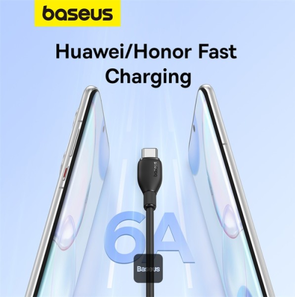 كابل شحن سريع من سلسلة Baseus Pudding مع نقل بيانات عالي السرعة USB-A إلى Type-C 100W 6A 1.2M - أسود