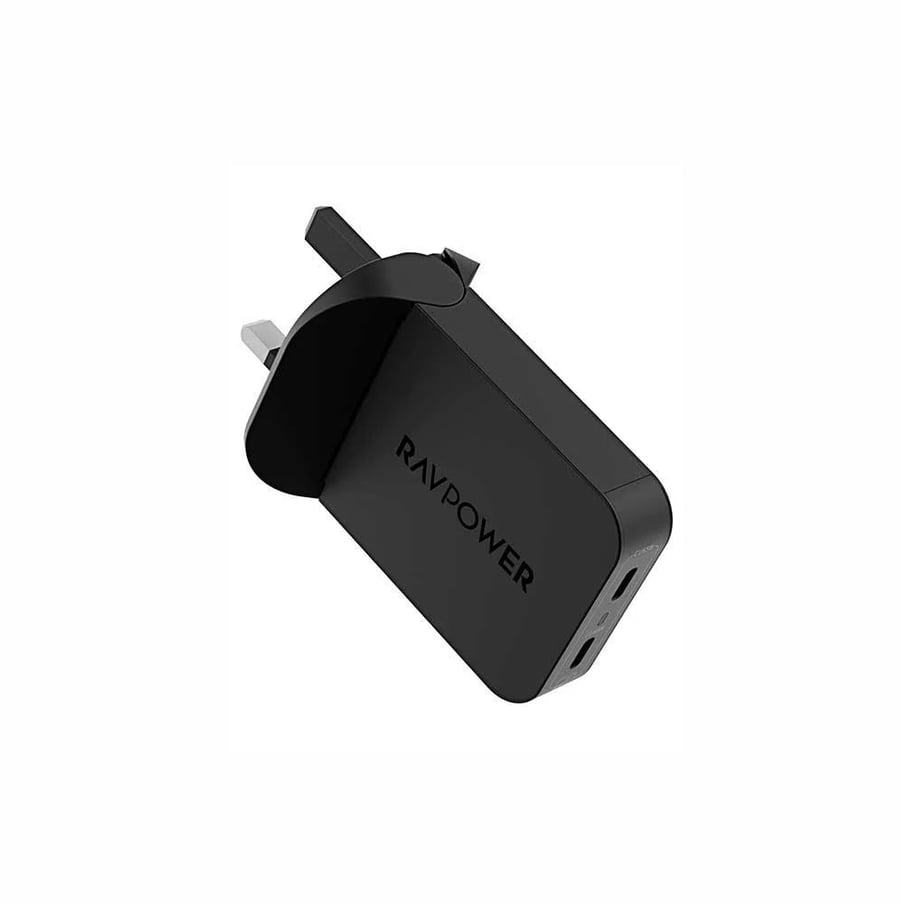 شاحن حائط RAVPower Slim بقوة 65 واط بمنفذي Type-C - أسود