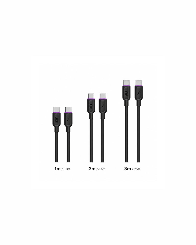 بكج كيابل JODA NeoFlow Type-C إلى Type-C بطول ( 1م - 2م - 3م ) – أسود |