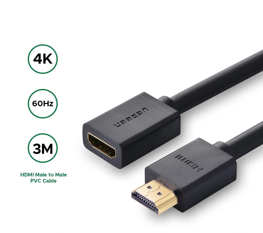 كابل تمديد UGREEN بطول 3 متر بدقة 4K@60Hz HDMI ذكر إلى أنثى – HD107 – 10145