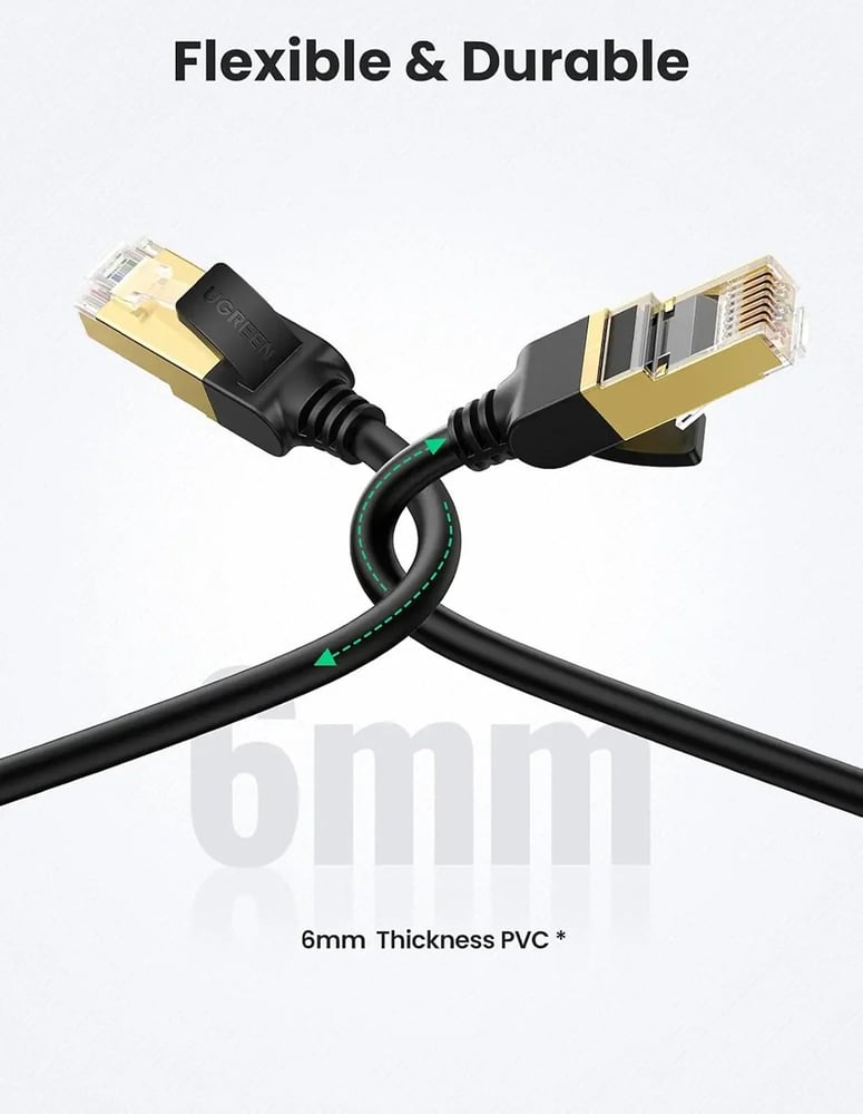 كابل إيثرنت UGREEN Cat 7 بطول 5 متر (17 قدمًا) بسرعة 10 جيجابت في الثانية وتردد 600 ميجاهرتز
