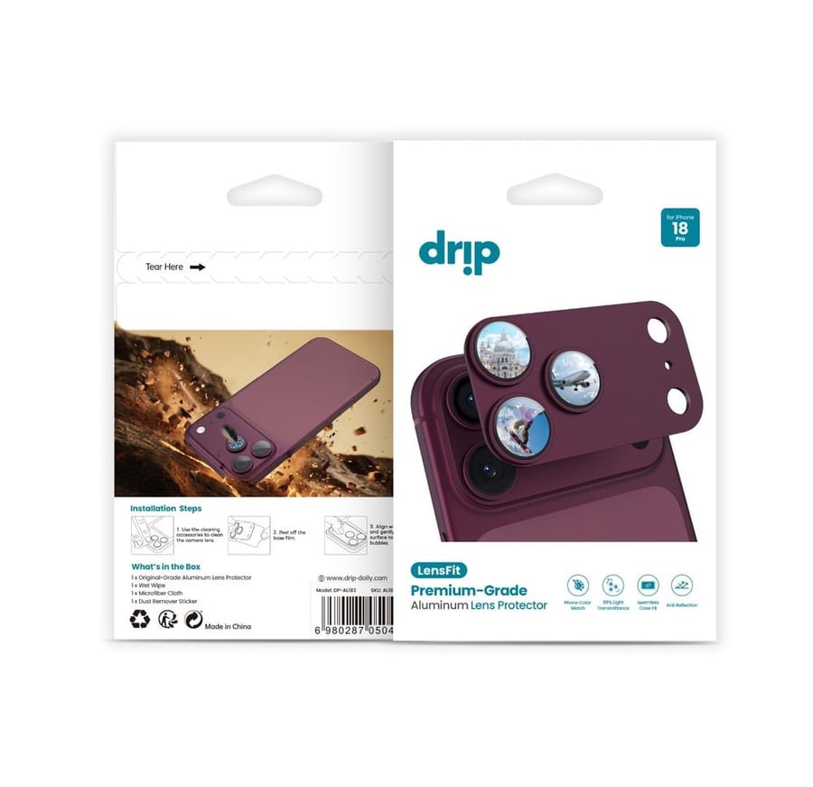 حماية عدسات وكاميرا خلفية ألمنيوم DRIP للايفون 18 برو و18 برو ماكس