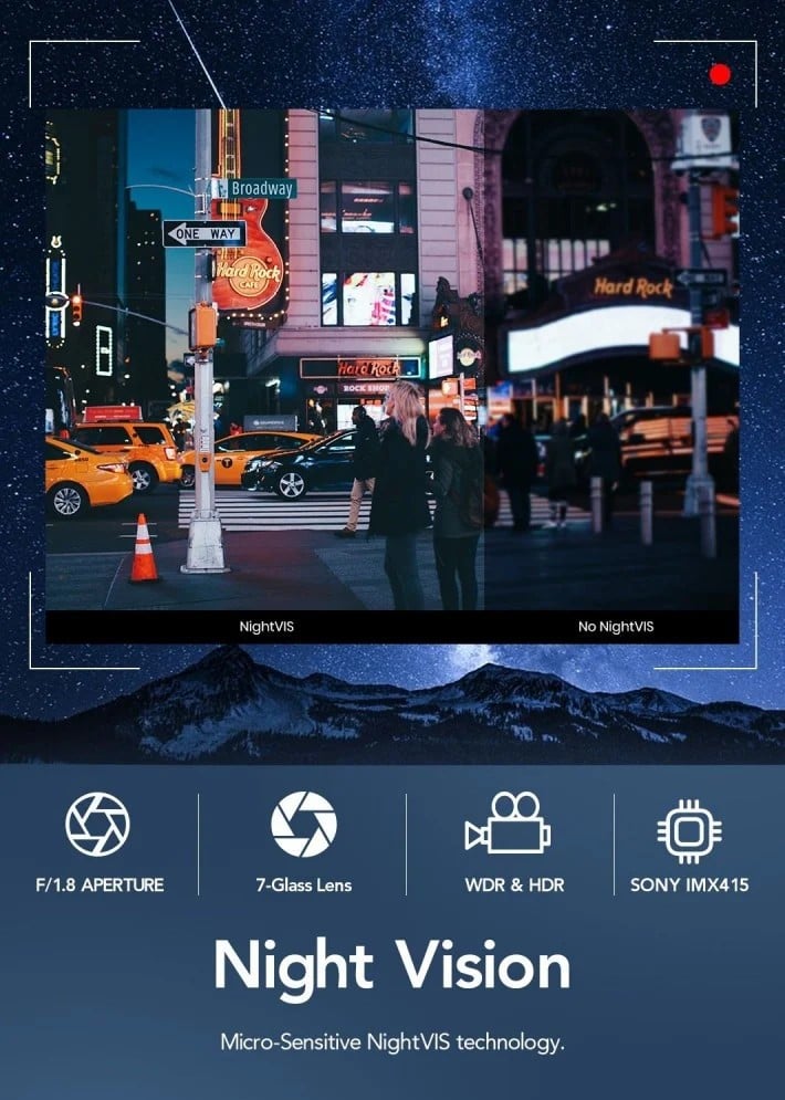 DDPAI - كاميرا سيارة داش كام 4K MINI5 امامية تدعم شريحة 4G وخاصية التتبع مع ذاكرة مدمجة بحجم 64 جيجا