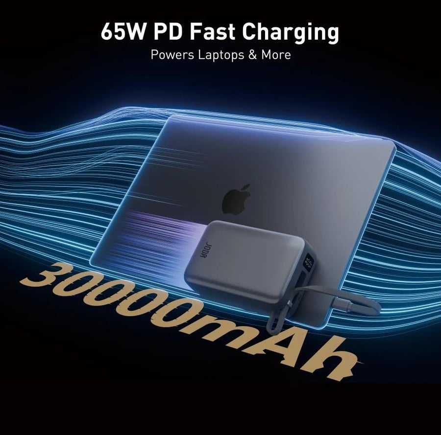 بطارية JODA Charge سعة 30000mAh بقوة 65W وكيبل USB-C مدمج