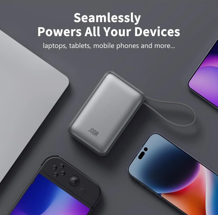 بطارية JODA Charge سعة 30000mAh بقوة 65W وكيبل USB-C مدمج