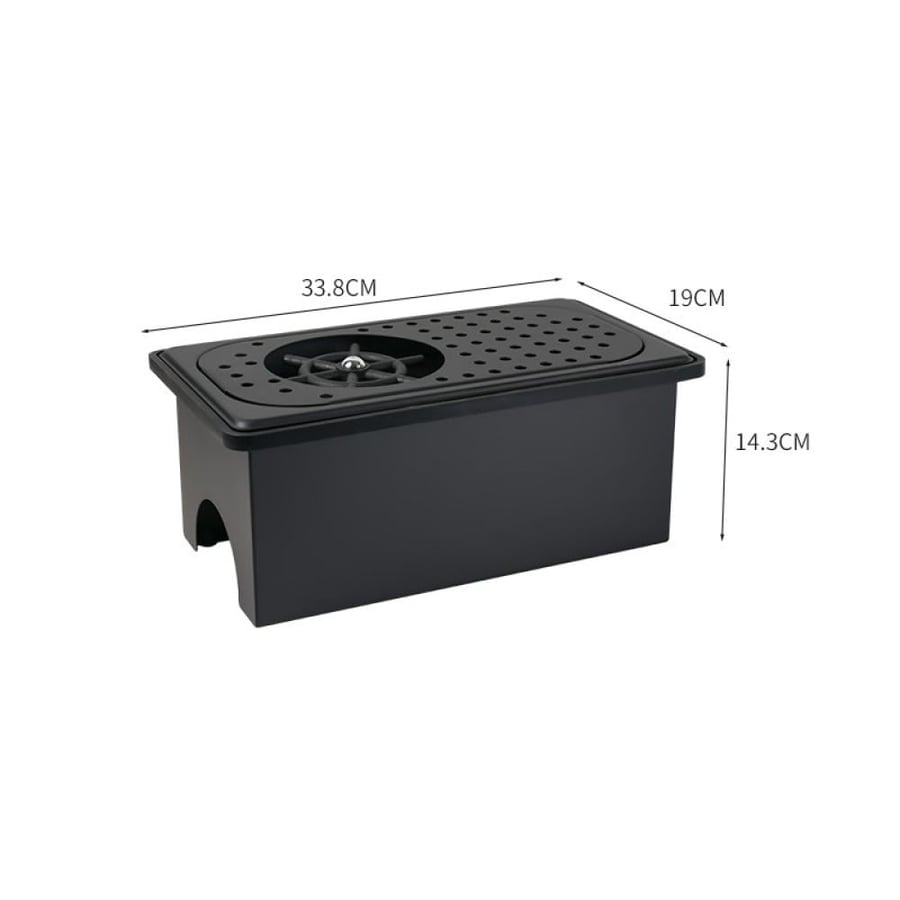 Rinse washing, glass rinsing, cups, steaming patches, shaker, containers, distillation, bars, and coffee corners without perforation for the bar