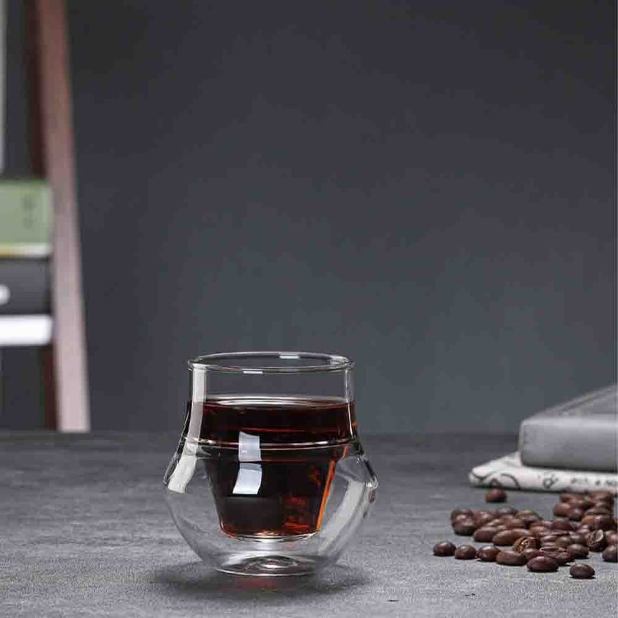 كوب قهوة  اسبريسو زجاجي مفرغ دبل قلاس