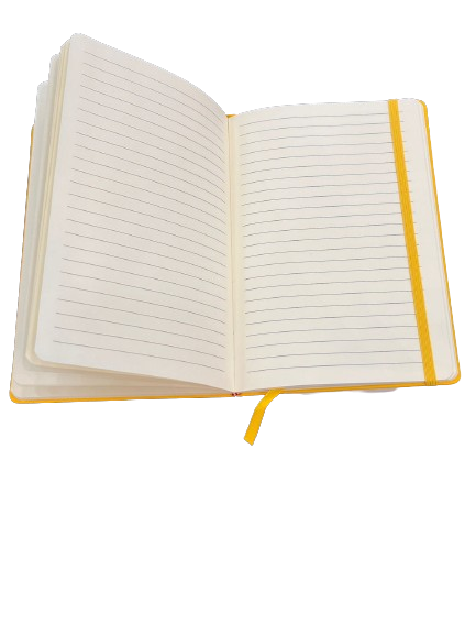 Yellow ruled notebook with strap