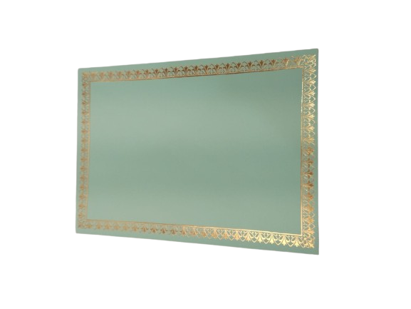 Golden frame certificate paper green color