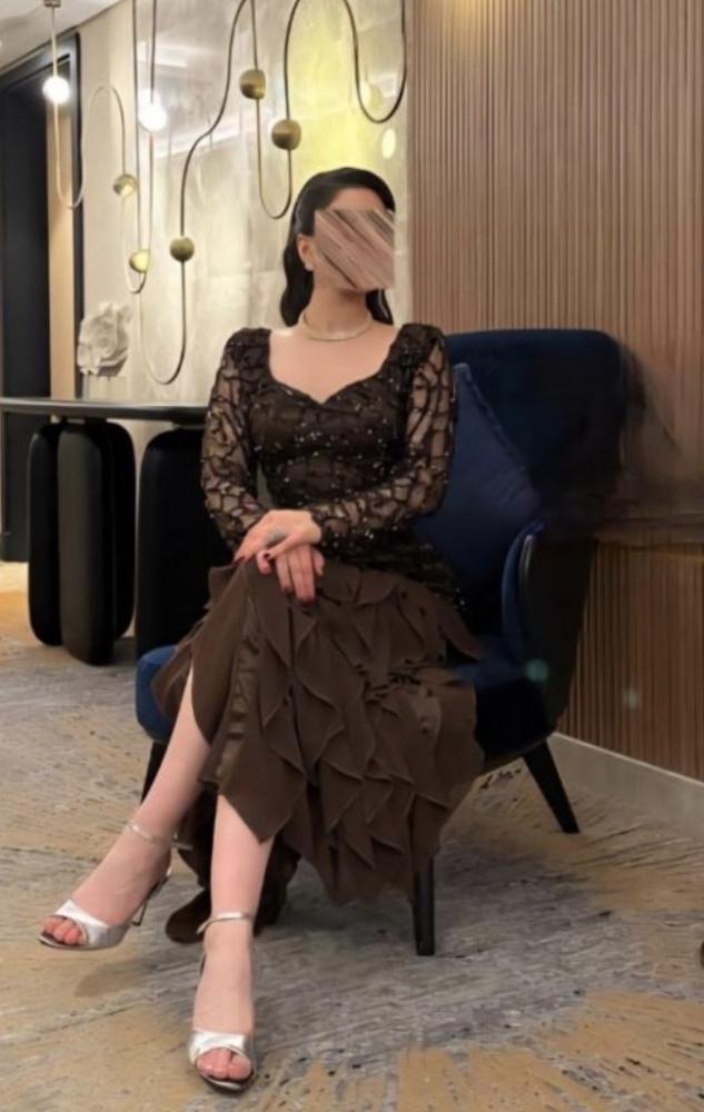 فستان سهره بني كلفه جورجيت