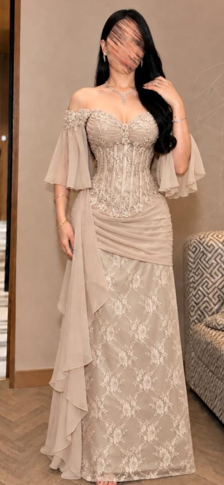 فستان سهره ثلاث الوان كورسيه دانتيل