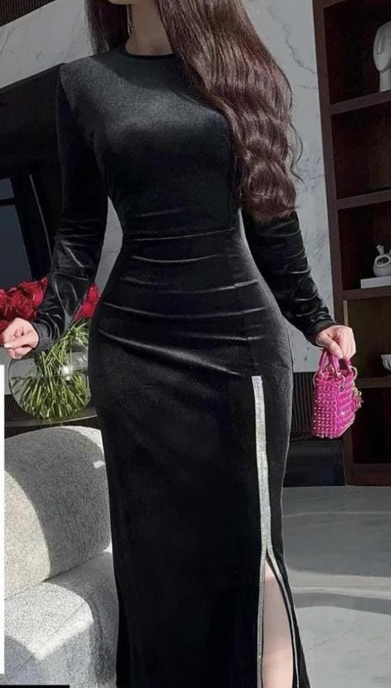 فستان مخمل ناعم استرتش
