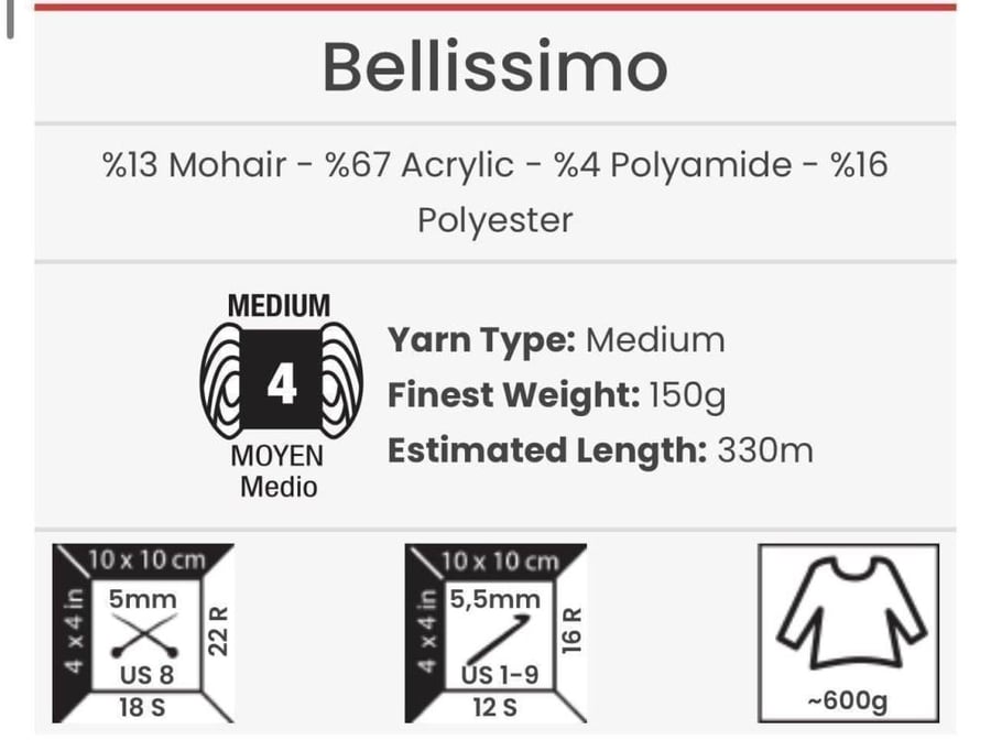 يارن ارت بيليسمو 1411 YarnArt Bellissimo - موهير