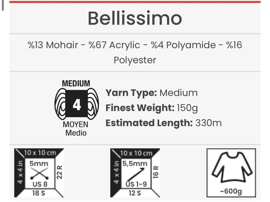 يارن ارت بيليسمو 1416 YarnArt Bellissimo - موهير