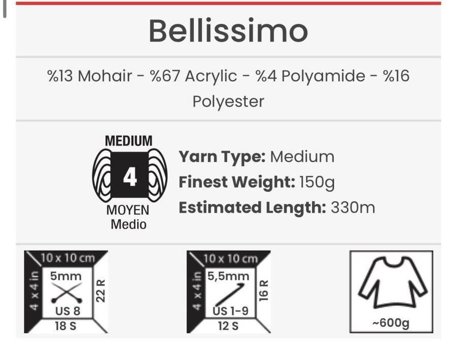 يارن ارت بيليسمو 1419 YarnArt Bellissimo - موهير