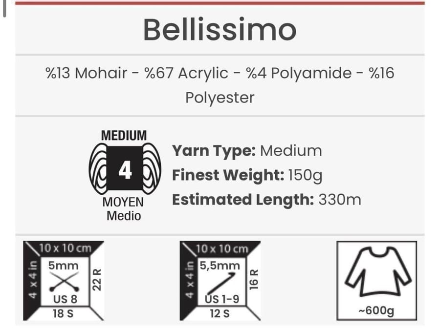 يارن ارت بيليسمو 1406 YarnArt Bellissimo - موهير