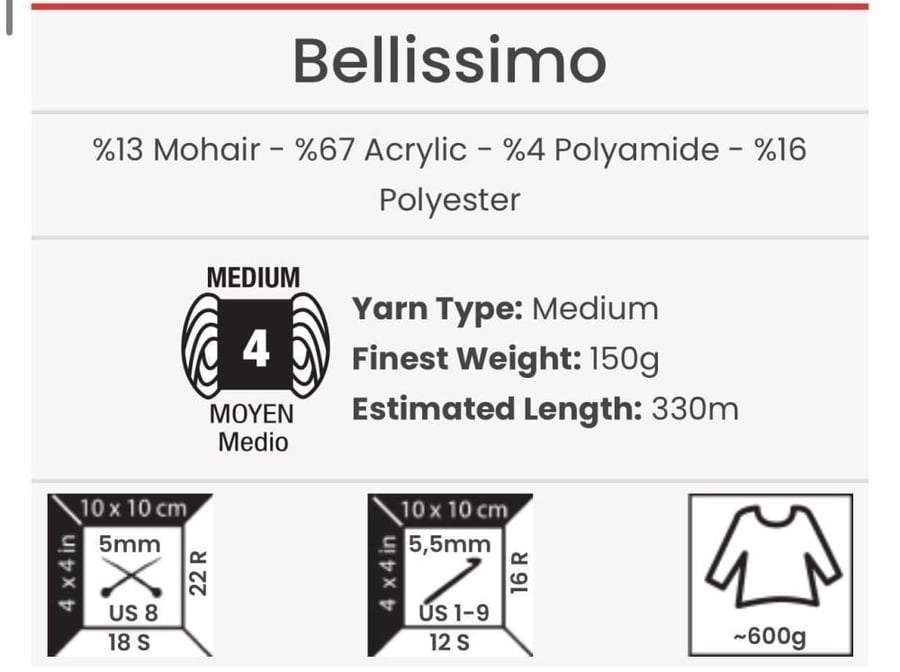 يارن ارت بيليسمو 1415 YarnArt Bellissimo - موهير