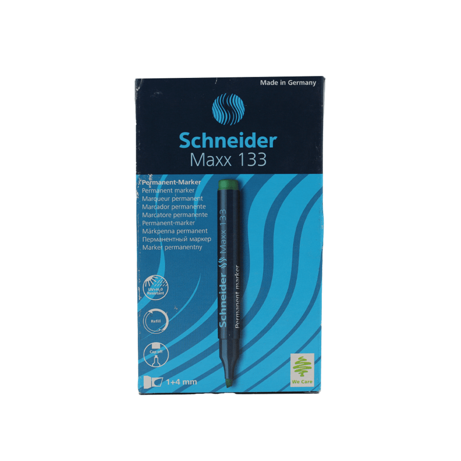 Schneider 133 Bx/10 pcs Permanent Marker Green - SN113304 ماركر مشطوف لون اخضر
