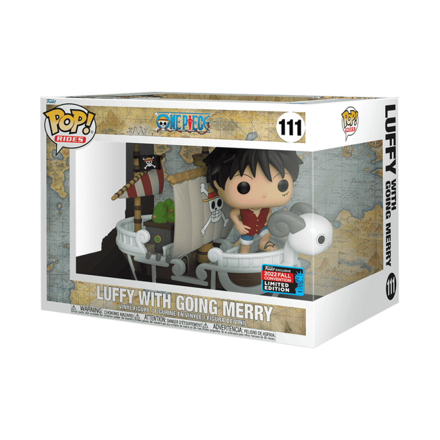 Funko Pop One Piece Luffy With Going Merry NYCC 2022 Shared sticker In Hand