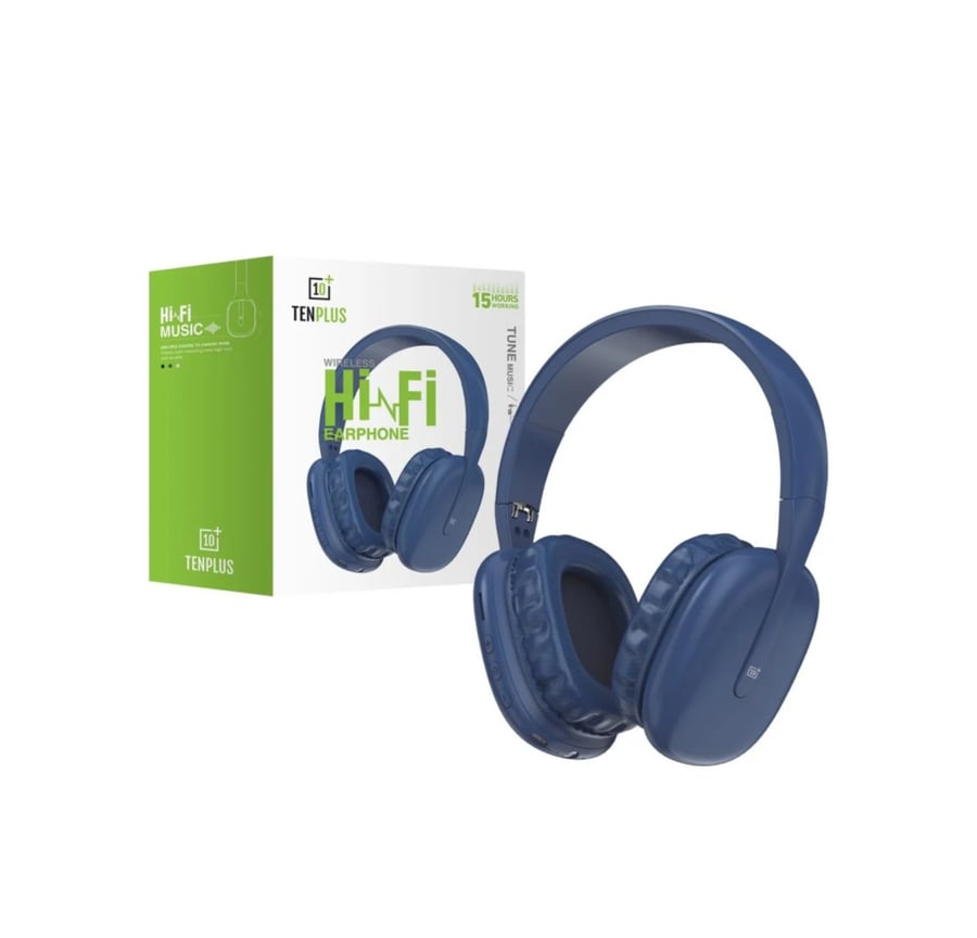 Wireless stereo headset from Ten Plus, blue color