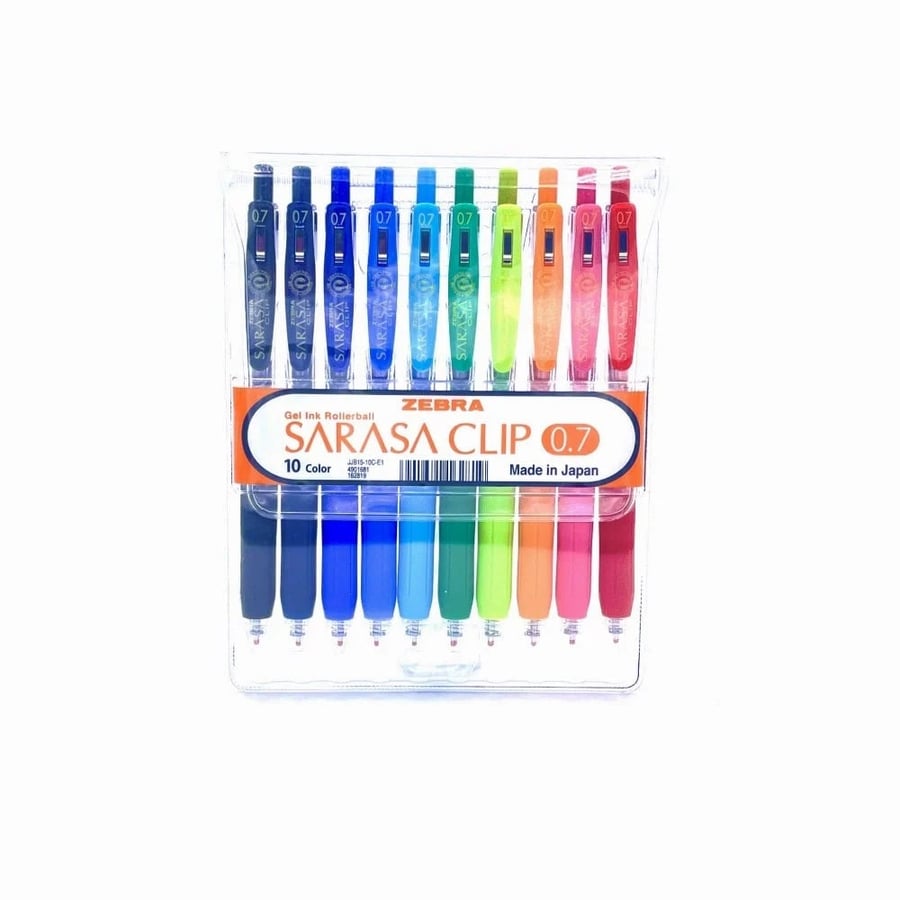 مجموعة أقلام جل Zebra Sarasa Clip بعشرة ألوان وأطراف متعددة
