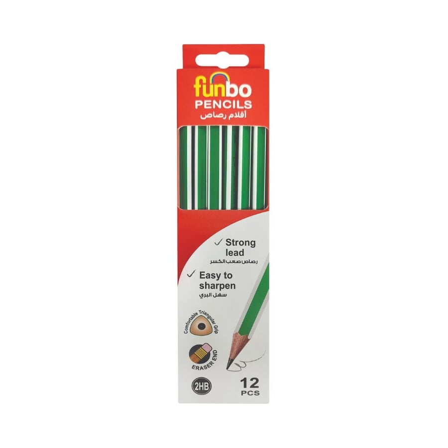 أقلام رصاص FUNBO عدد 12 حبة مع ممحاة للاستخدام اليومي