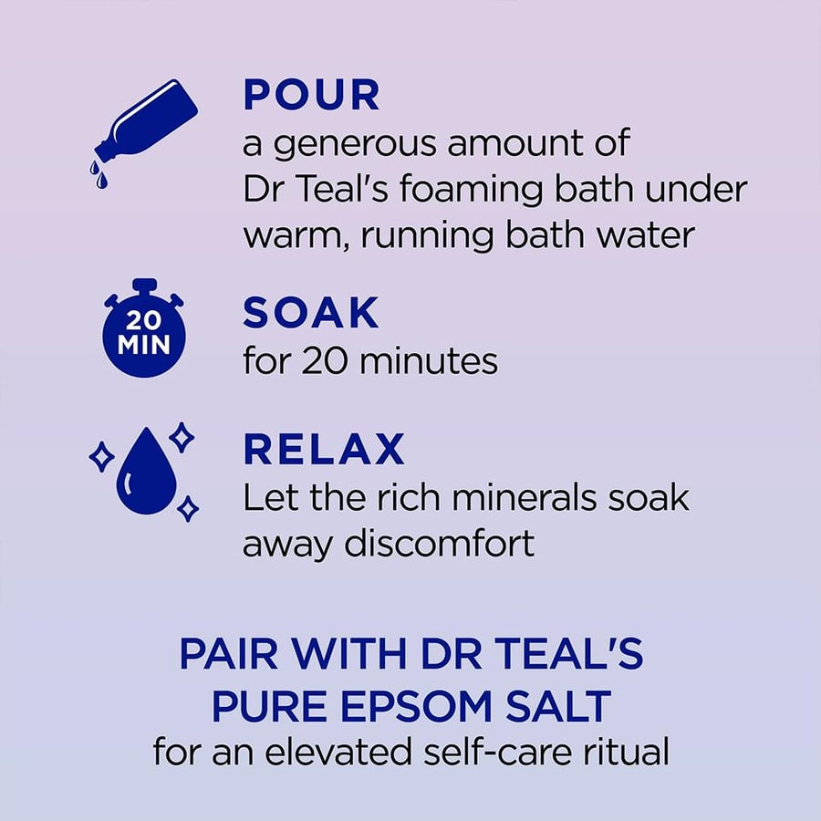 دكتور تيلز، Sleep Bath رغوة استحمام مع ملح إبسوم، بالميلاتونين، اللافندر والبابونج - 1000 مل