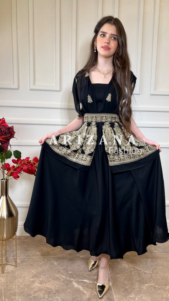 فستان اسود ميدي