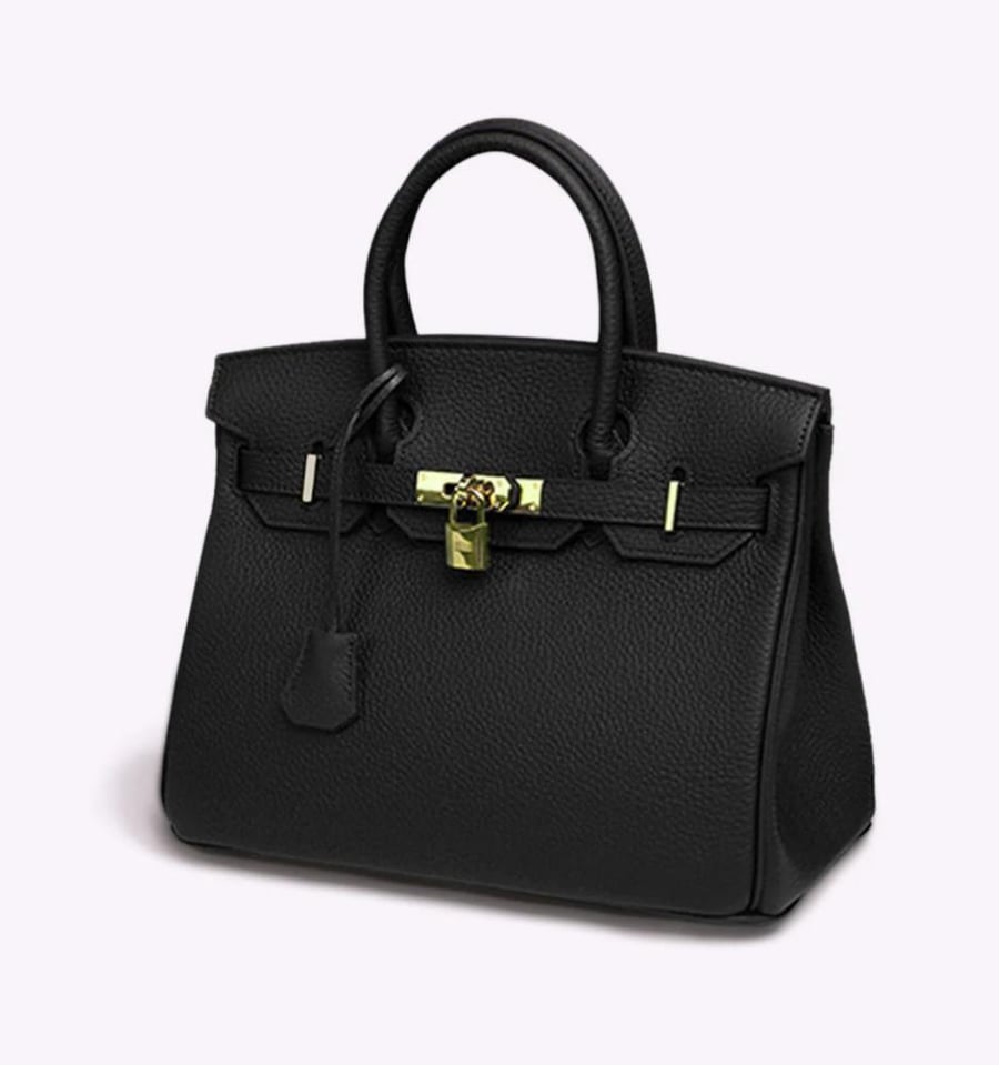 Leather bag 25 or 30 cm black
