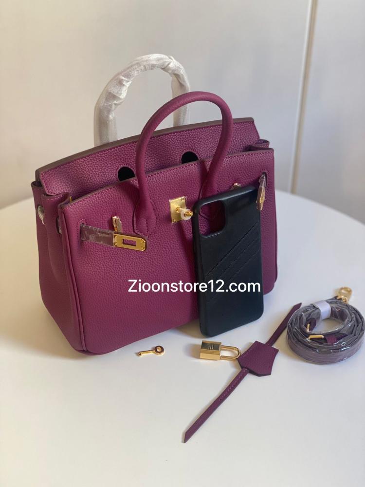 Leather bag 25 or 30 cm purple