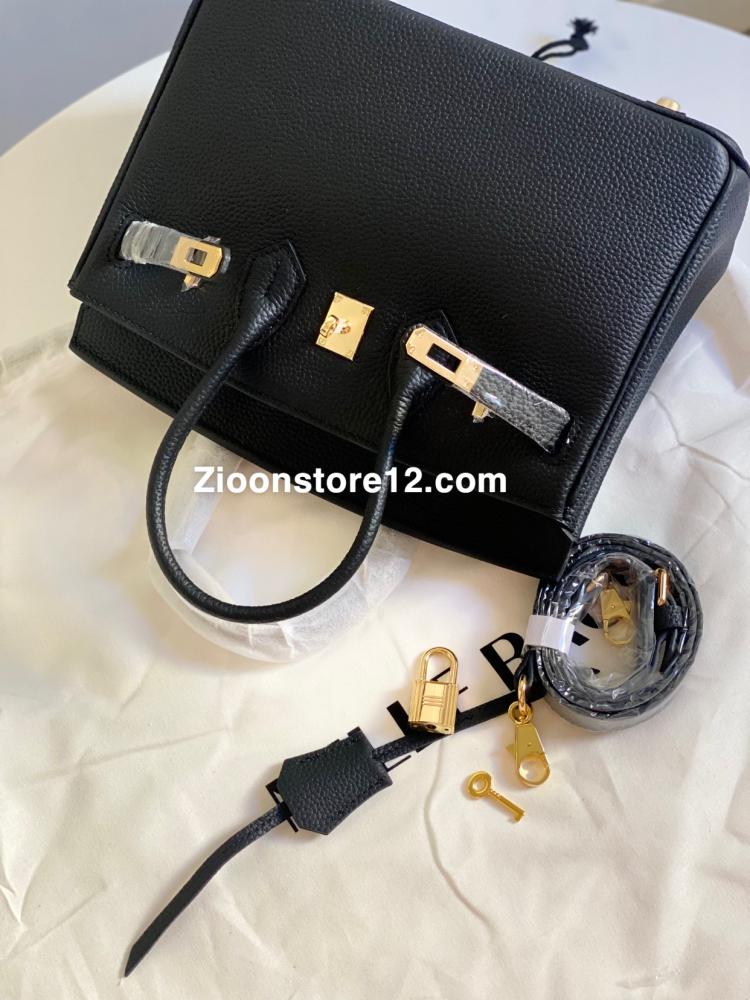 Leather bag 25 or 30 cm black