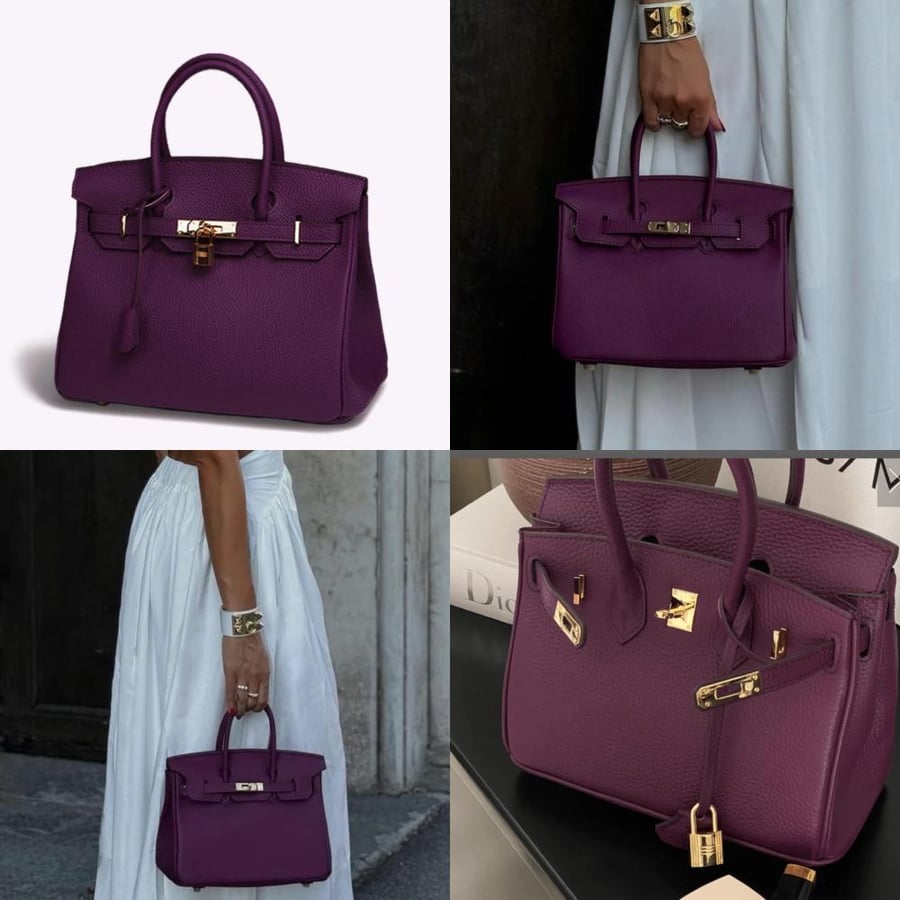 Leather bag 25 or 30 cm purple