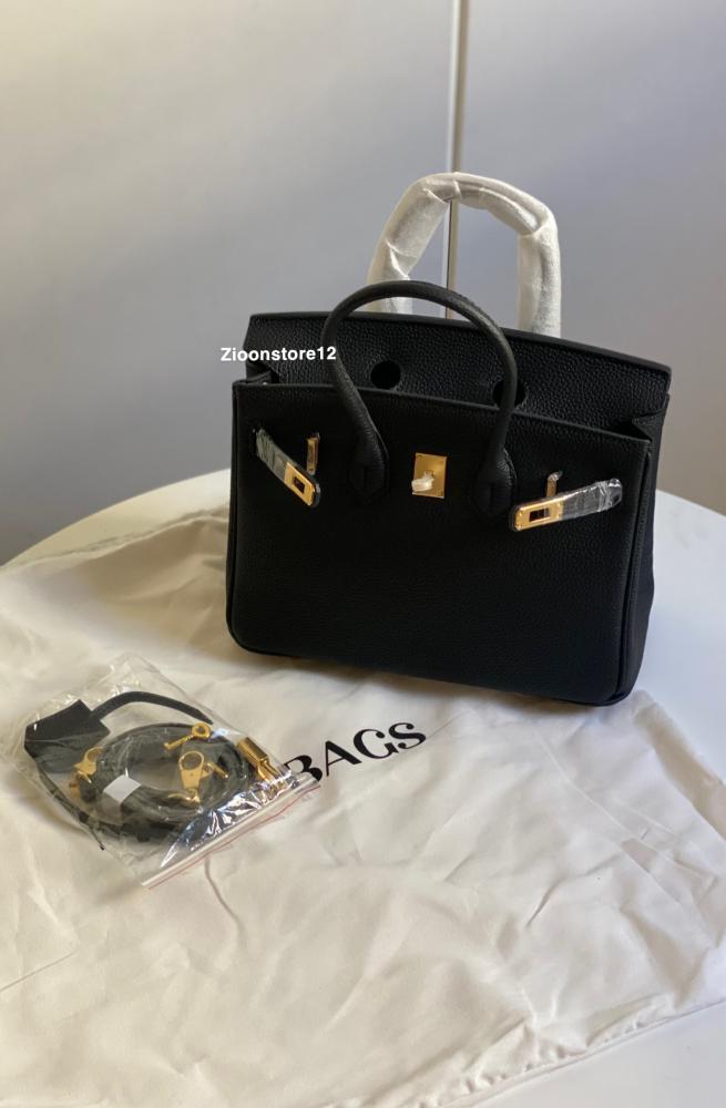 Leather bag 25 or 30 cm black