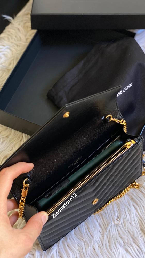 Saint Laurent chain wallet leather black