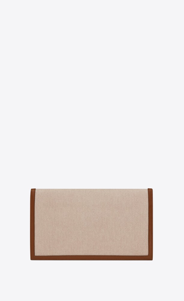 YSL flat pouch canvas and leather