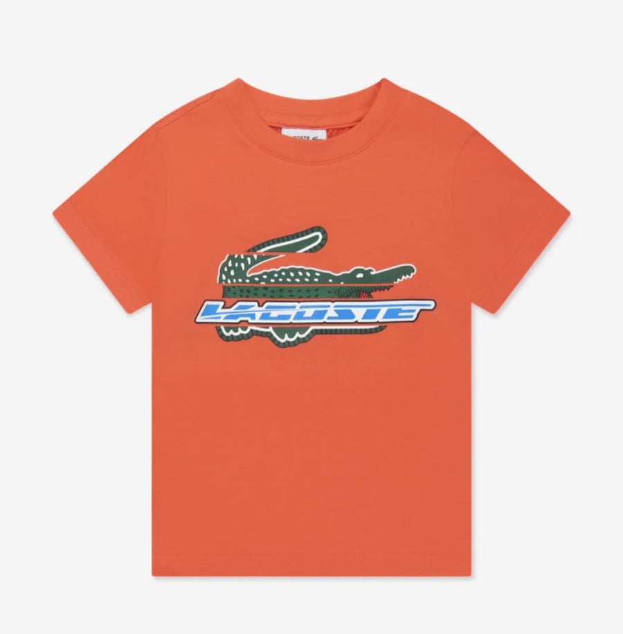 تيشرت  برتقالي مزين بشعار Lacoste