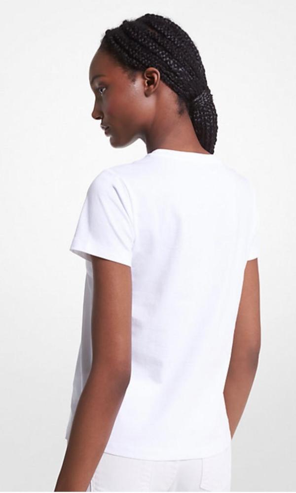 MICHAEL KORS OUTLET Logo Aviator Print Organic Cotton T-Shirt تيشيرت مايكل كورس بالطلب 2-4 اسبوع باذن الله