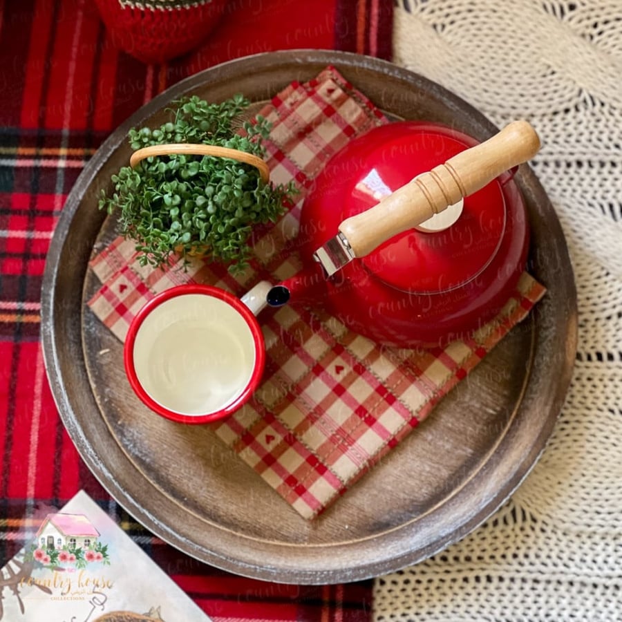 ابريق معدني أحمر سادة enamel teapot