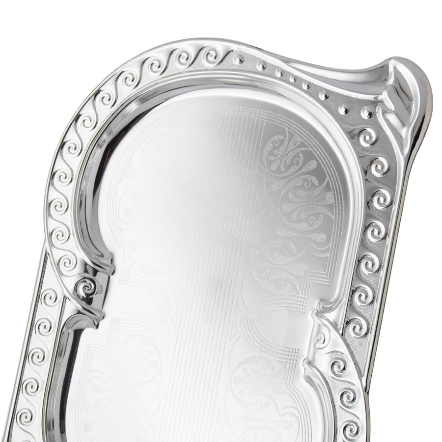 Silver-colored metal serving tray 36/25 cm