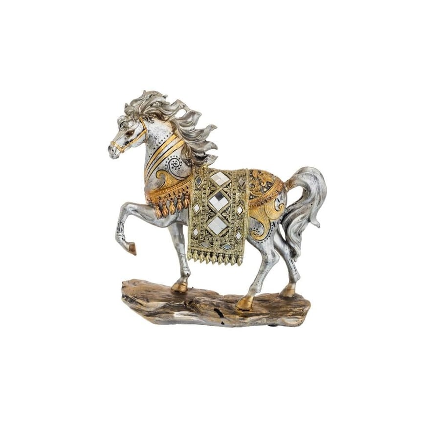 مجسم ديكور الخيل العربي فضي 27 سم