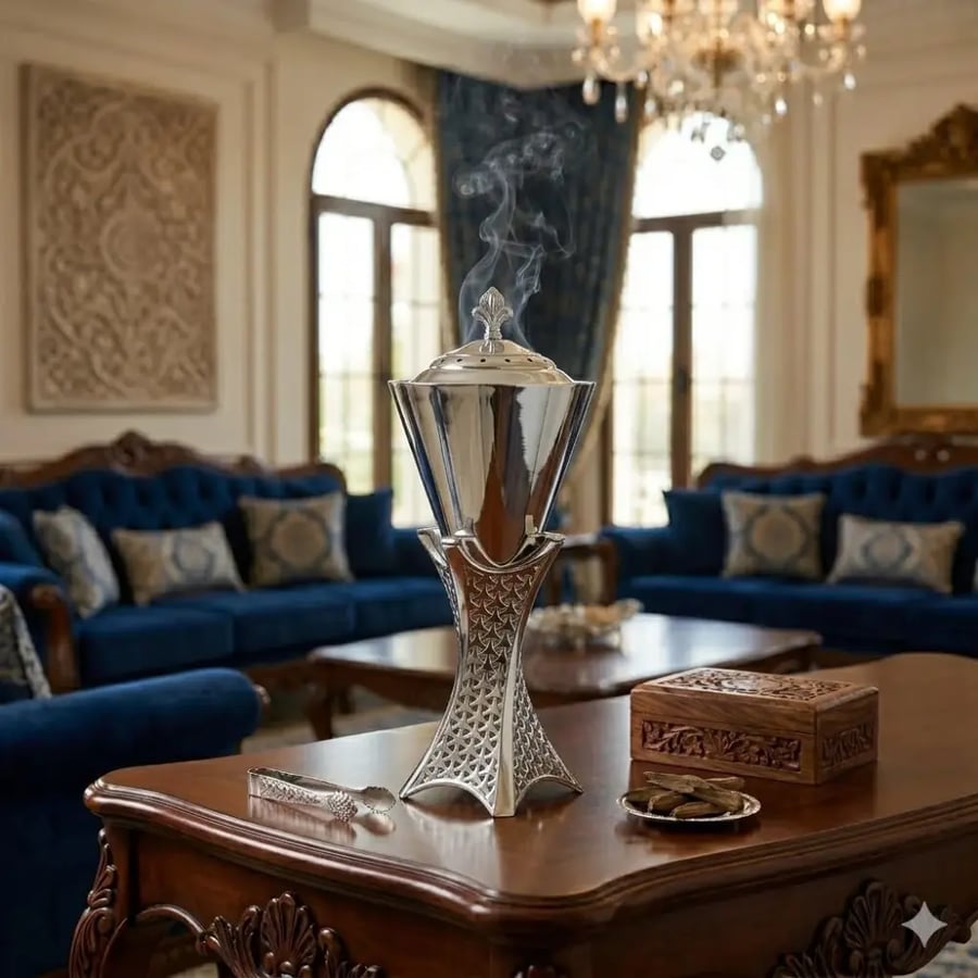 مبخرة فضية مدورة ديزاين مودرن مقاس 26 سم