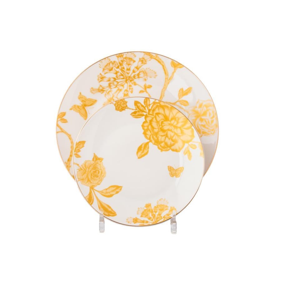 New Bon China dinnerware set with leaf patterns, 28 pieces, for 6 people