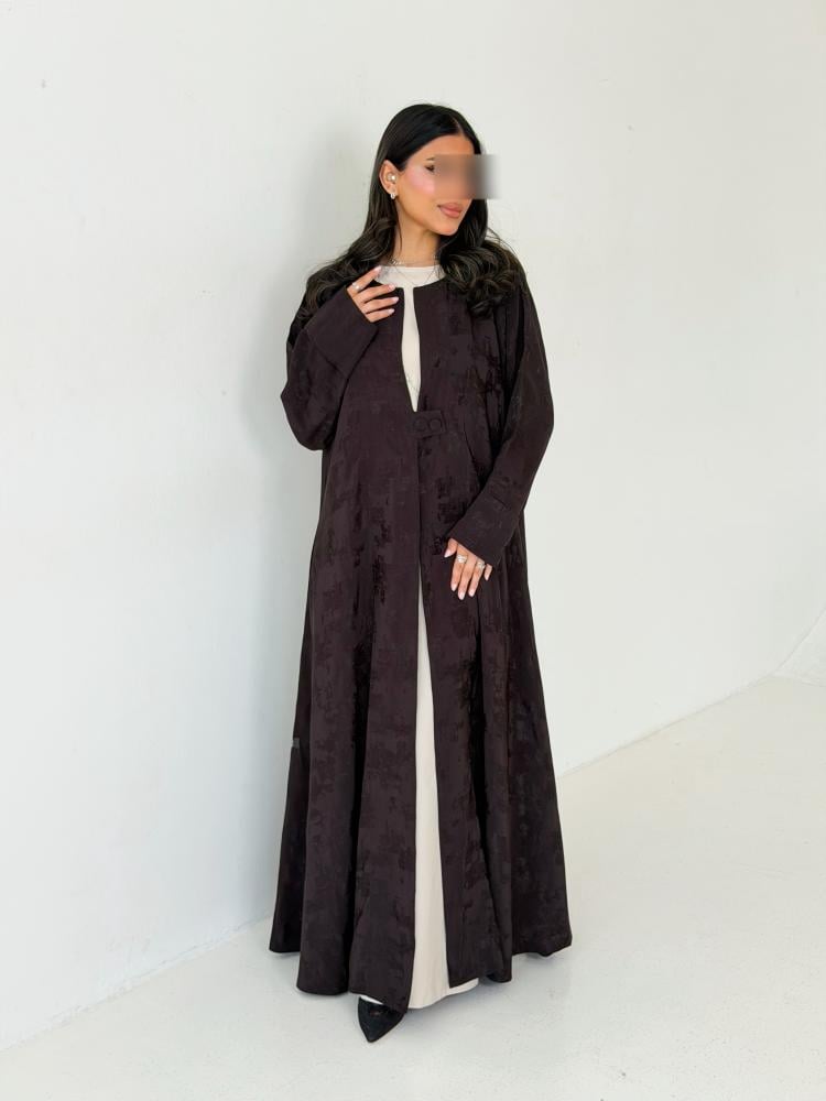 Brown jacquard abaya 212