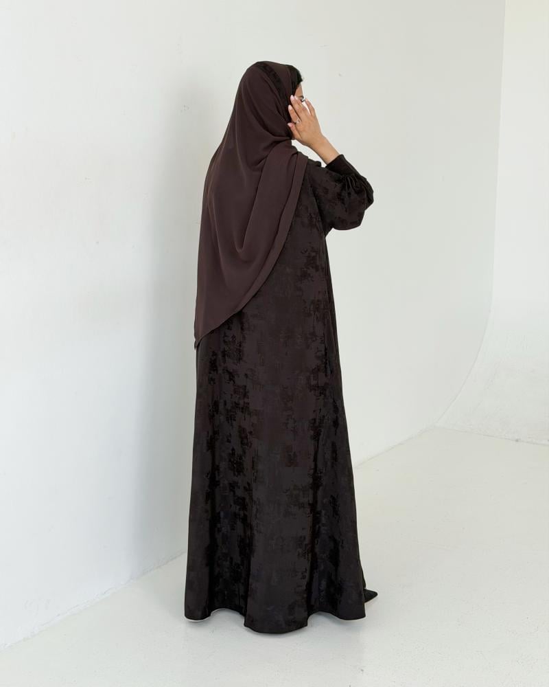 Brown jacquard abaya 212