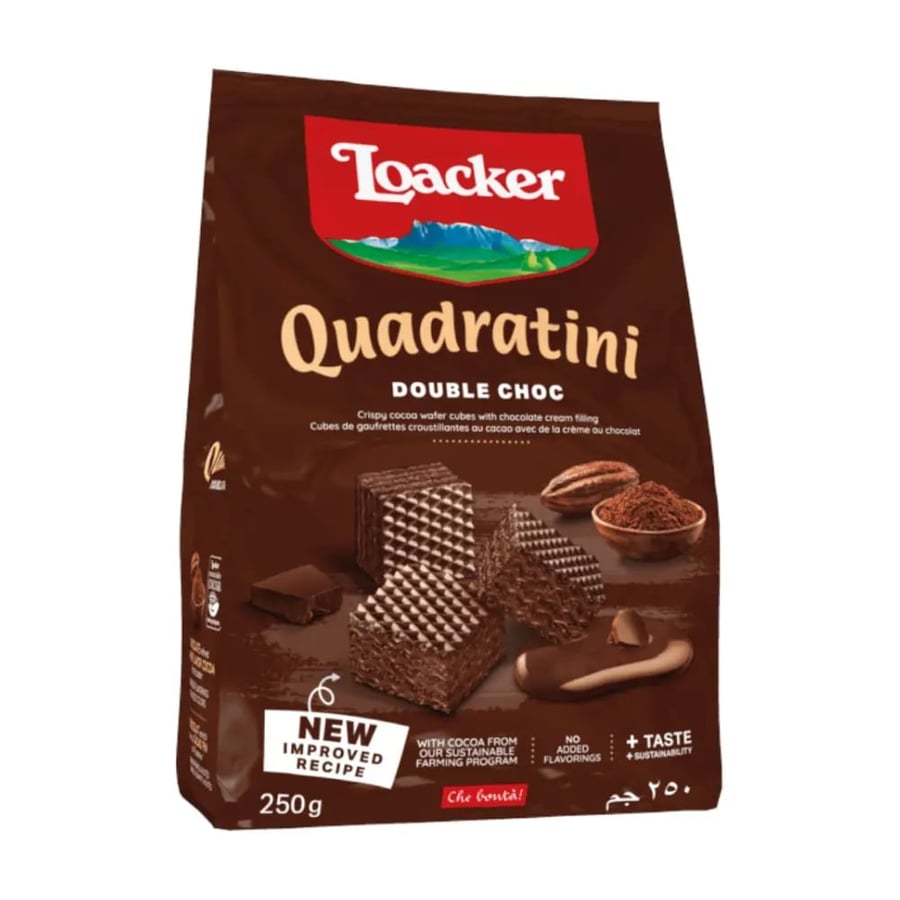 Loacker Crispy Wafer Cubes With Bouble Choco Cream Filling 250g