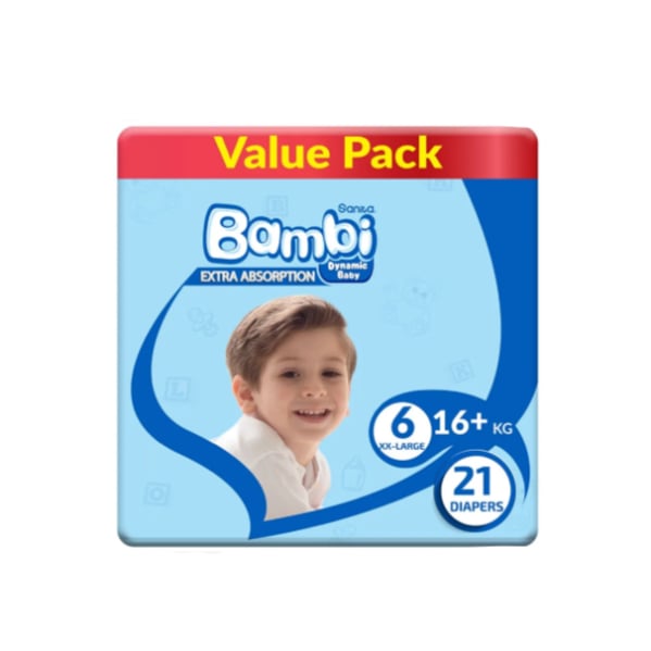 Sanita Bambi Diapers, Size 6, Pack of 21 Diapers