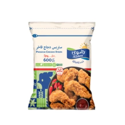 رضوى ستربس دجاج حار مجمد 600 جرام